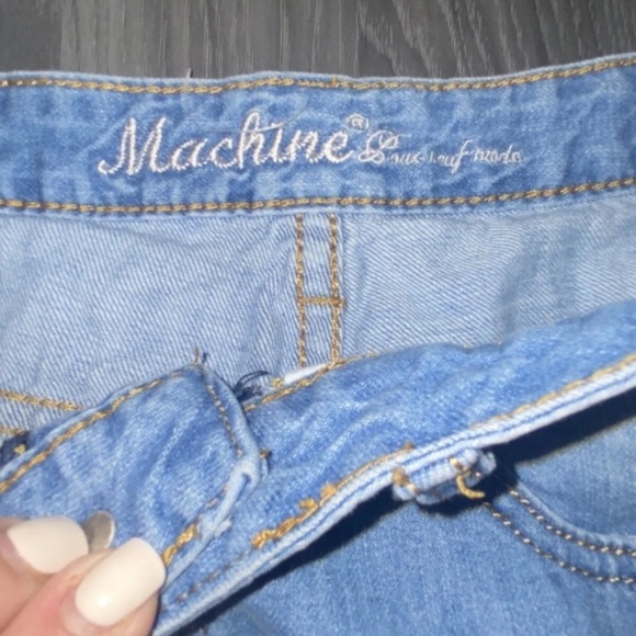 Machine Pour Neuf Mode Cut-Off Denim Jean Shorts Frayed Distressed Sz Medium. - Picture 12 of 12